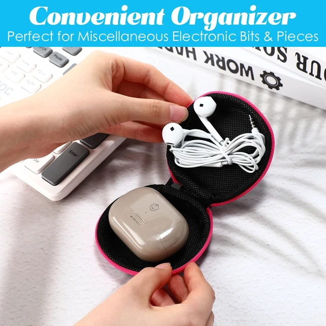 Alt view image 2 of 7 - 30 Pack Headphone Cases Bulk, Earbuds Case Pouch, with Carabiner, Colorful Portable EVA Carrying Storage Bag, Wired, Wireless Earphones, Cell Phone Accessories Organizer, Card, Camera Chip Holder