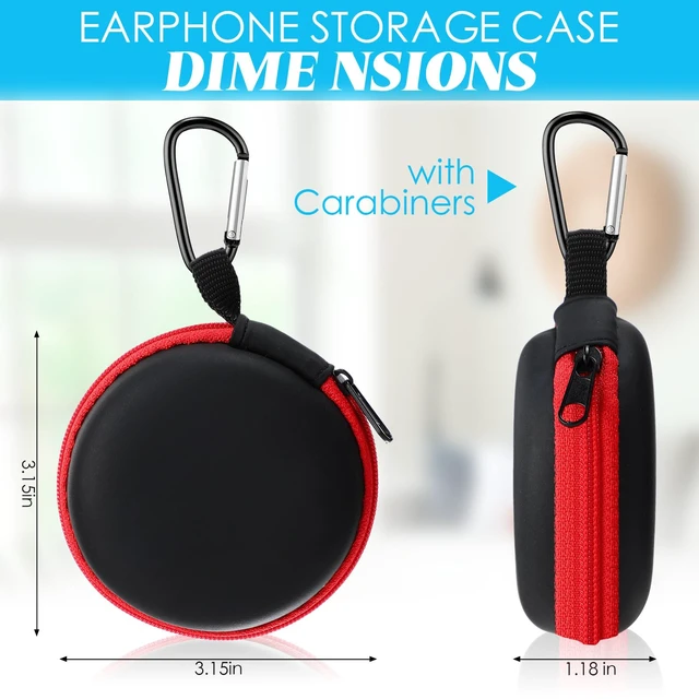 Alt view image 3 of 7 - 30 Pack Headphone Cases Bulk, Earbuds Case Pouch, with Carabiner, Colorful Portable EVA Carrying Storage Bag, Wired, Wireless Earphones, Cell Phone Accessories Organizer, Card, Camera Chip Holder