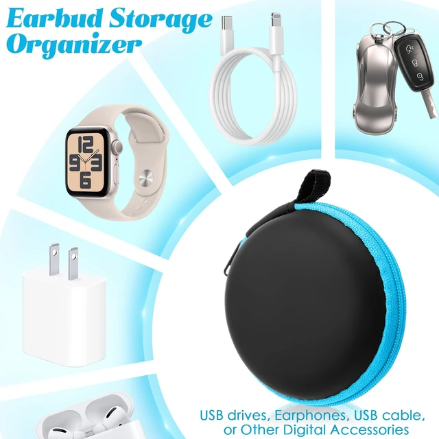 Alt view image 4 of 7 - 30 Pack Headphone Cases Bulk, Earbuds Case Pouch, with Carabiner, Colorful Portable EVA Carrying Storage Bag, Wired, Wireless Earphones, Cell Phone Accessories Organizer, Card, Camera Chip Holder