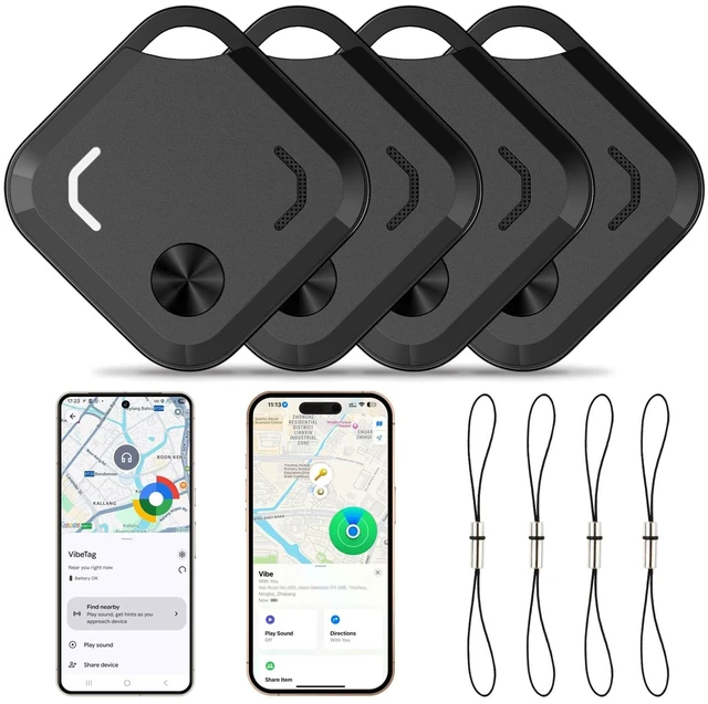 Main image of Android Air Tracker Tags-4 Pack for Both iOS & Android Phones, Dual System Bluetooth Tracker Compatible with Apple Find My (iOS) & Google Find Hub (Android) Device for Luggage, Keys, Backpack