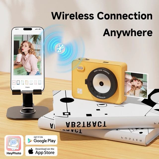 Alt view image 3 of 7 - Z5S Instant Camera & Photo Printer 2-in-1, Bluetooth Portable Printer Photo Printer for Kids Adults iOS Android, 3 Pass, 2.1x3.4 Print (Yellow),Includes 10 Sheets of Initial Photo Paper