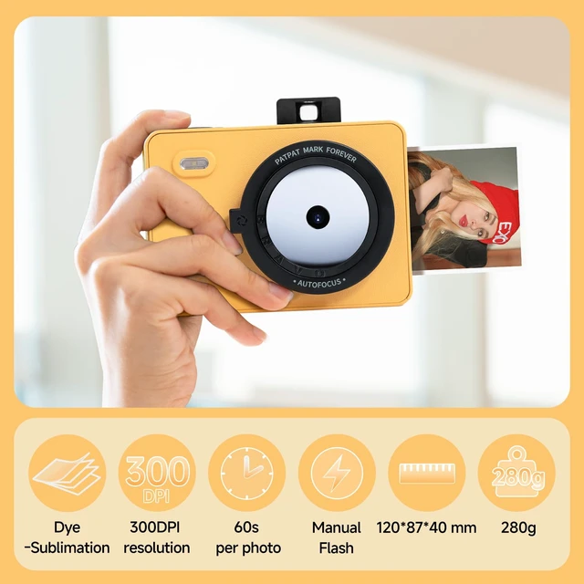 Alt view image 2 of 7 - Z5S Instant Camera & Photo Printer 2-in-1, Bluetooth Portable Printer Photo Printer for Kids Adults iOS Android, 3 Pass, 2.1x3.4 Print (Yellow),Includes 10 Sheets of Initial Photo Paper