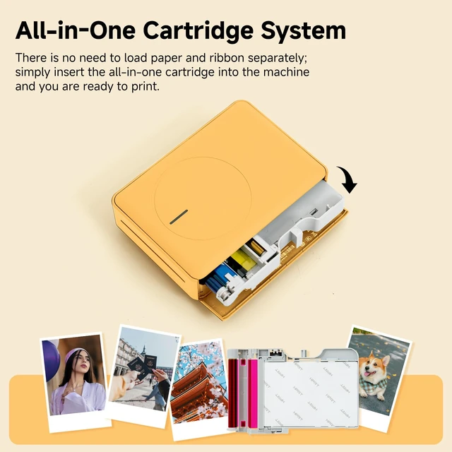 Alt view image 7 of 7 - Z5S Instant Camera & Photo Printer 2-in-1, Bluetooth Portable Printer Photo Printer for Kids Adults iOS Android, 3 Pass, 2.1x3.4 Print (Yellow),Includes 10 Sheets of Initial Photo Paper