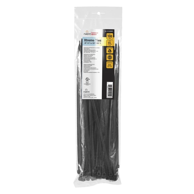Alt view image 3 of 7 - nVent 46-311UVBFZ 11 in. Xtreme Temperature Cable Ties 11 in. cable ties, 50lb UV Black, Cold & Hot Weather Resistant Nylon Zip Ties (Formerly