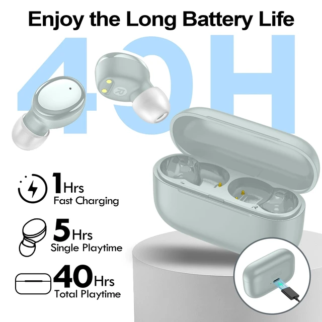 Alt view image 2 of 7 - Wireless Earbuds Bluetooth 5.4 in Ear Buds Light Weight Headphones,Deep Bass Sound,Built in Mics Headset,Clear Calls Earphones for Sports Workout Light Blue