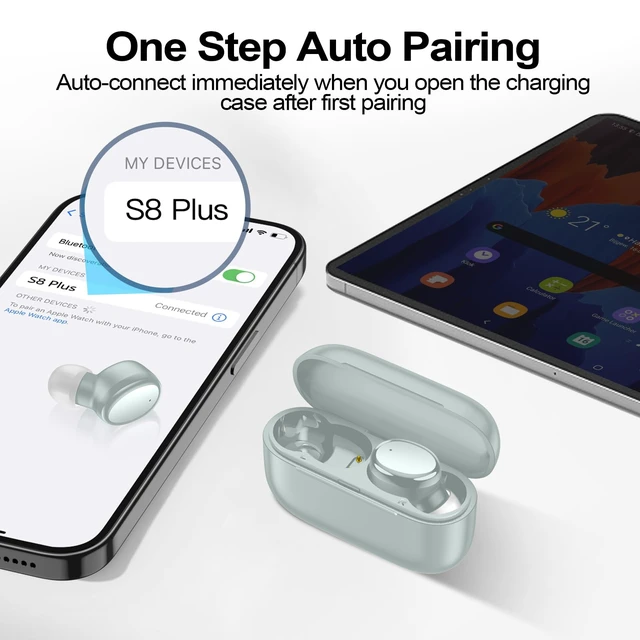Alt view image 4 of 7 - Wireless Earbuds Bluetooth 5.4 in Ear Buds Light Weight Headphones,Deep Bass Sound,Built in Mics Headset,Clear Calls Earphones for Sports Workout Light Blue
