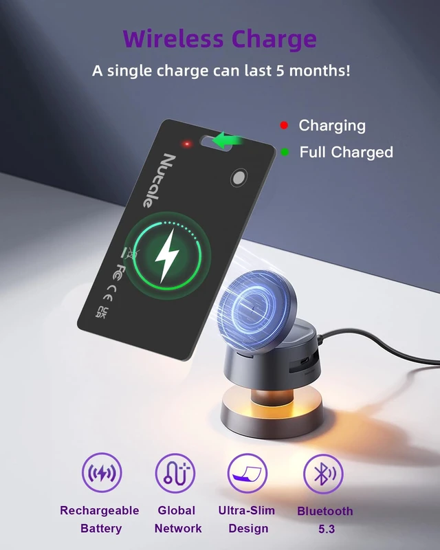 Alt view image 2 of 7 - Rechargeable Wallet Tracker Tag Card, Works with Apple Find My iOS Only, IP68 Credit Card Size Item Finder for Luggage Tag, Passport Tag