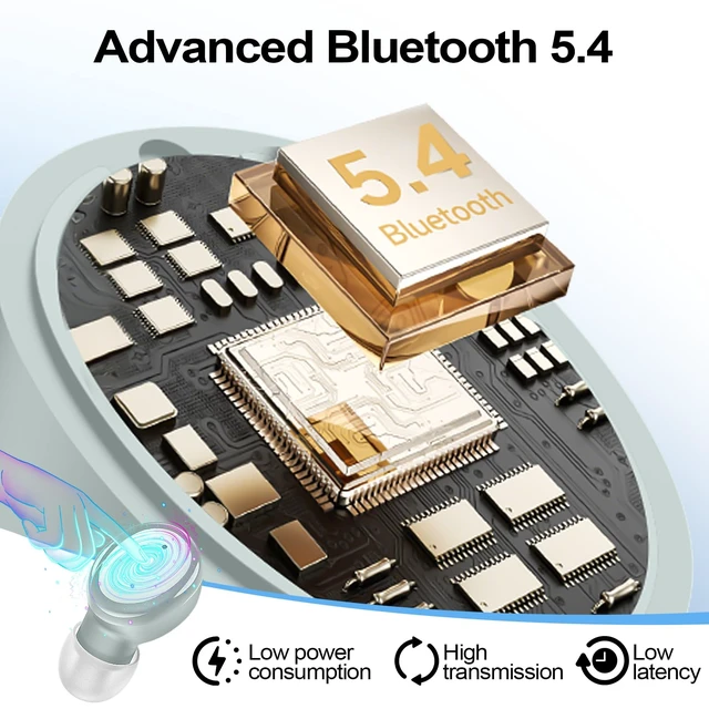Alt view image 6 of 7 - Wireless Earbuds Bluetooth 5.4 in Ear Buds Light Weight Headphones,Deep Bass Sound,Built in Mics Headset,Clear Calls Earphones for Sports Workout Light Blue