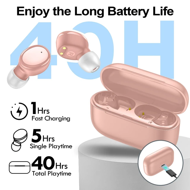 Alt view image 2 of 7 - Wireless Earbuds Bluetooth 5.4 in Ear Buds Light Weight Headphones,Deep Bass Sound,Built in Mics Headset,Clear Calls Earphones for Sports Workout Pink