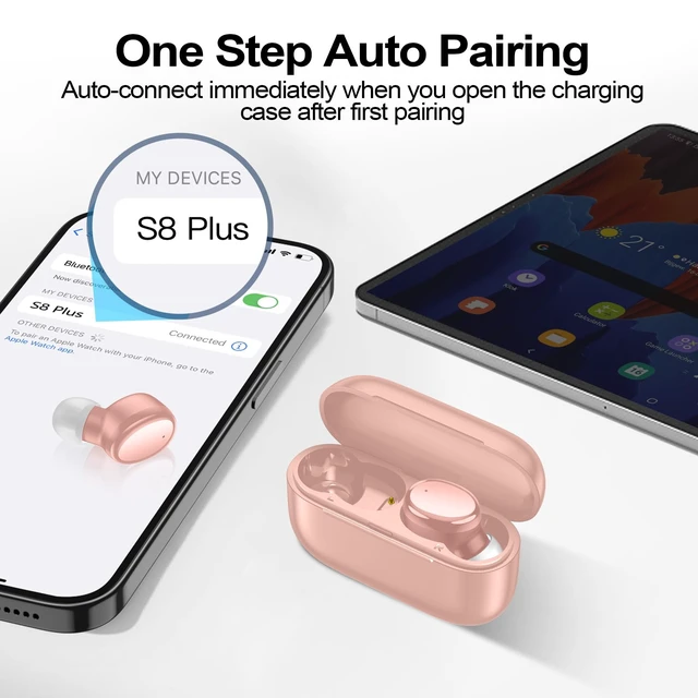 Alt view image 4 of 7 - Wireless Earbuds Bluetooth 5.4 in Ear Buds Light Weight Headphones,Deep Bass Sound,Built in Mics Headset,Clear Calls Earphones for Sports Workout Pink