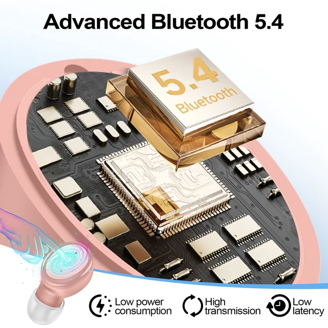 Alt view image 5 of 7 - Wireless Earbuds Bluetooth 5.4 in Ear Buds Light Weight Headphones,Deep Bass Sound,Built in Mics Headset,Clear Calls Earphones for Sports Workout Pink