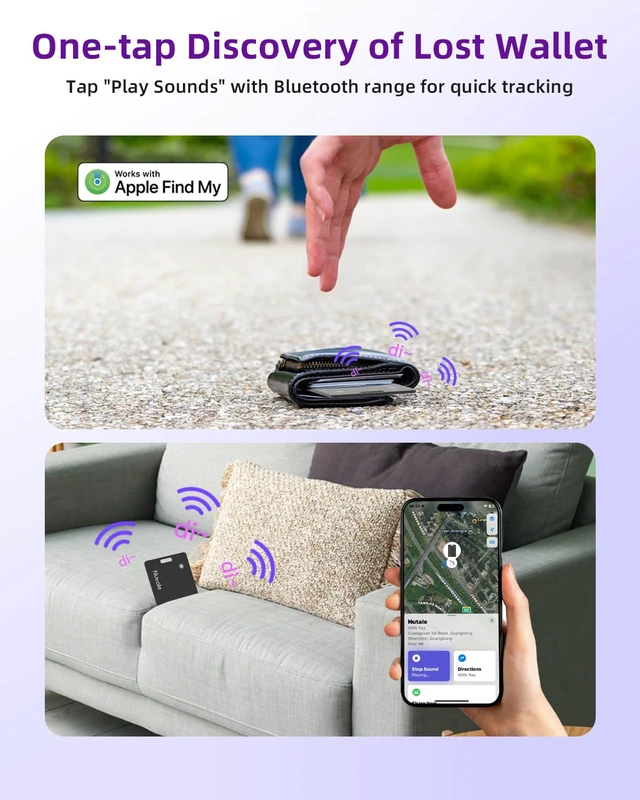 Alt view image 4 of 7 - Rechargeable Wallet Tracker Tag Card, Works with Apple Find My iOS Only, IP68 Credit Card Size Item Finder for Luggage Tag, Passport Tag