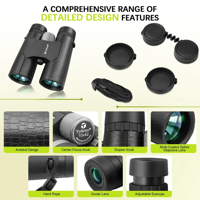 Alt view image 4 of 7 - 10x42 Binocular Compact Natural Binoculars, Bird Watching & Outdoors BAK-7 Prisms, FMC Coatings, Ultra-Sharp, Nitrogen-Filled, Nature Viewing, Gifts for Bird Watching, Hunting and Sport Games