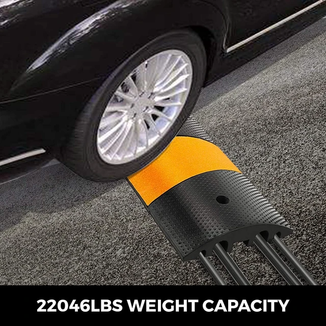 Alt view image 2 of 7 - 2PCS 6 FT Rubber Speed Bump Driveway, Heavy Duty Cable Floor Cord Protector Cover Ramp,2-Channel Speed Bumps for Road Garage Gravel Roads Asphalt Concrete, 72.4 x 12 x 2.4 Inch