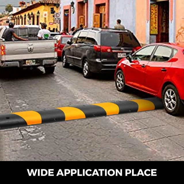 Alt view image 7 of 7 - 2PCS 6 FT Rubber Speed Bump Driveway, Heavy Duty Cable Floor Cord Protector Cover Ramp,2-Channel Speed Bumps for Road Garage Gravel Roads Asphalt Concrete, 72.4 x 12 x 2.4 Inch