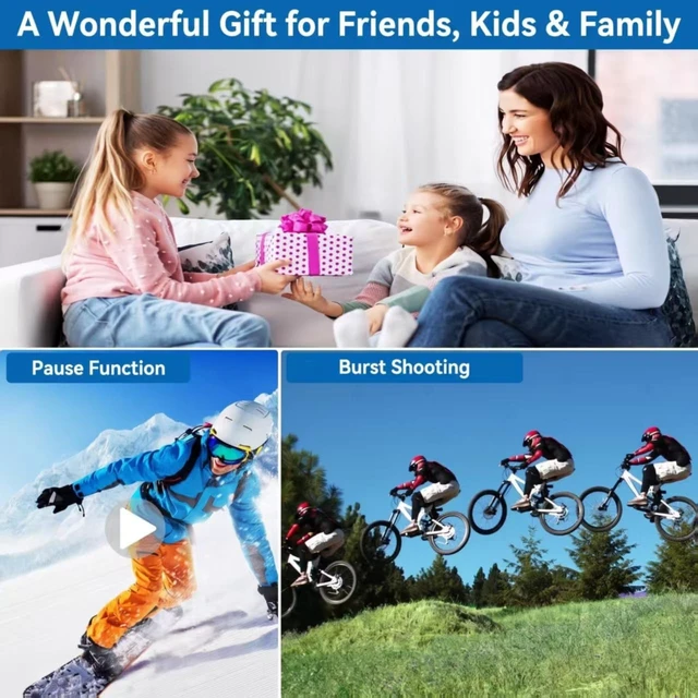 Alt view image 7 of 7 - 4K 48MP Digital Camera for Kids, 16X Zoom, 32GB Card Point and shoot compact camera, autofocus, anti-shake, fill light and creative filters. Gift for kids, teens and beginners