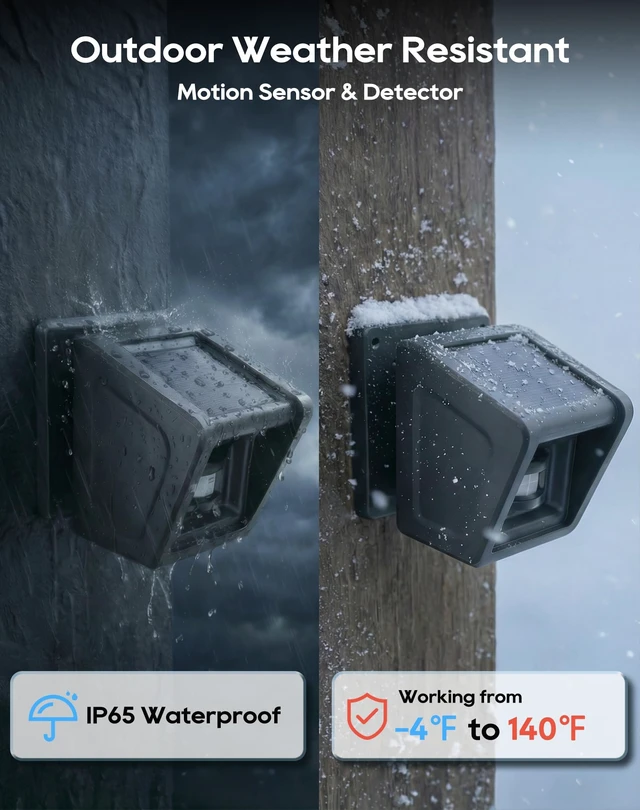 Alt view image 6 of 7 - Solar Wireless Driveway Alarm - 1/2 Mile Long Range IP65 Weatherproof, Microwave & Infrared Dual Detection to Reduce False Alarms, DIY Home Security Alert System for Indoor/Outdoor Property (1R1S)
