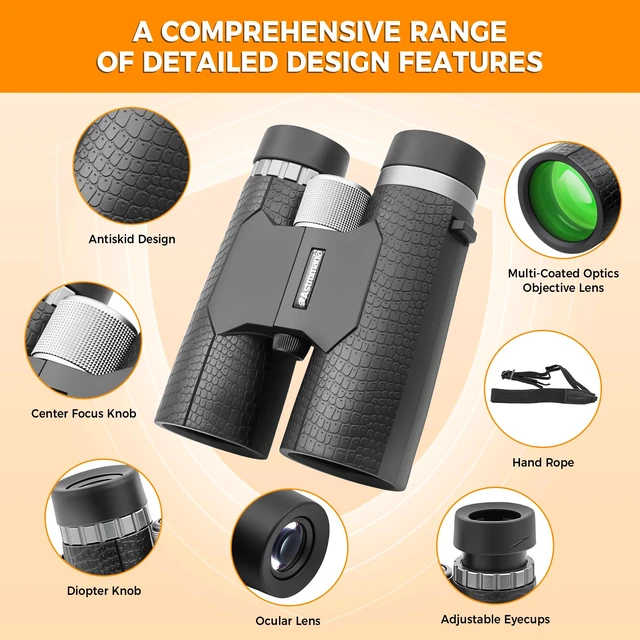 Alt view image 5 of 7 - 8x42 Compact Binoculars, BK7 Prism Binoculars for Bird Watching Portable & Lightweight for Adults, Hign-Powered Binoculars FMC for Crystal Clarity, Gift for Hunting Sports Concerts Theater