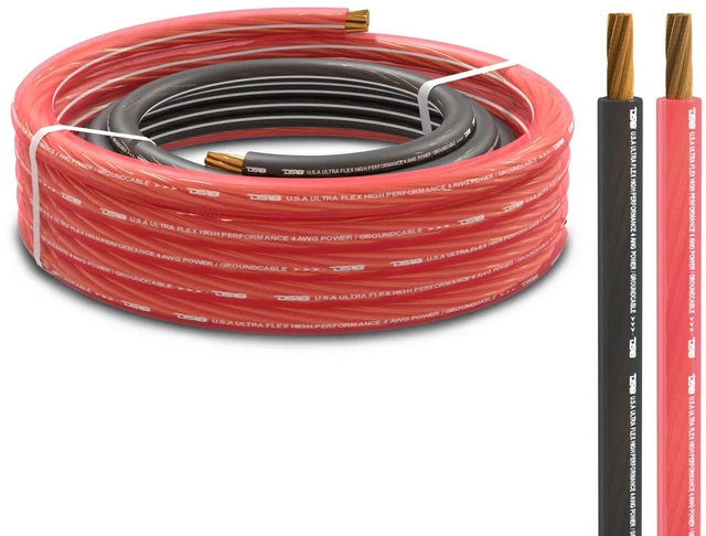 Main image of PW-4GA-5BK/20RD 4GA 25ft Ultra Flex Power Wire Copper Clad Aluminum CCA 4 Gauge, 5ft Black and 20ft Red - Power/Ground, Battery Cable, Car Audio Speaker, Amplifier Wiring Kit