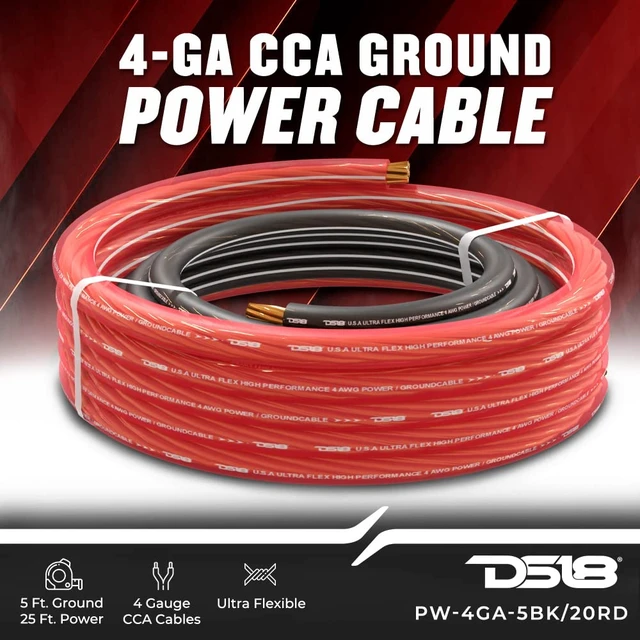 Alt view image 3 of 7 - PW-4GA-5BK/20RD 4GA 25ft Ultra Flex Power Wire Copper Clad Aluminum CCA 4 Gauge, 5ft Black and 20ft Red - Power/Ground, Battery Cable, Car Audio Speaker, Amplifier Wiring Kit