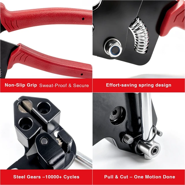 Alt view image 4 of 7 - Stainless Steel Cable Tie Gun Kit 250pcs Metal Zip Ties with Adjustable Tensioning Tool, Heavy Duty Outdoor Fastening Set for Fencing, Exhaust Wrap, Gardening, Automotive