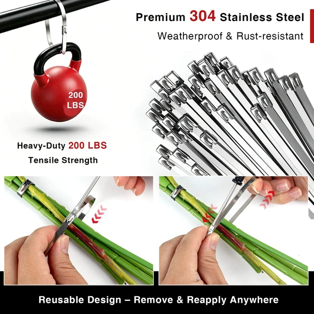 Alt view image 6 of 7 - Stainless Steel Cable Tie Gun Kit 250pcs Metal Zip Ties with Adjustable Tensioning Tool, Heavy Duty Outdoor Fastening Set for Fencing, Exhaust Wrap, Gardening, Automotive