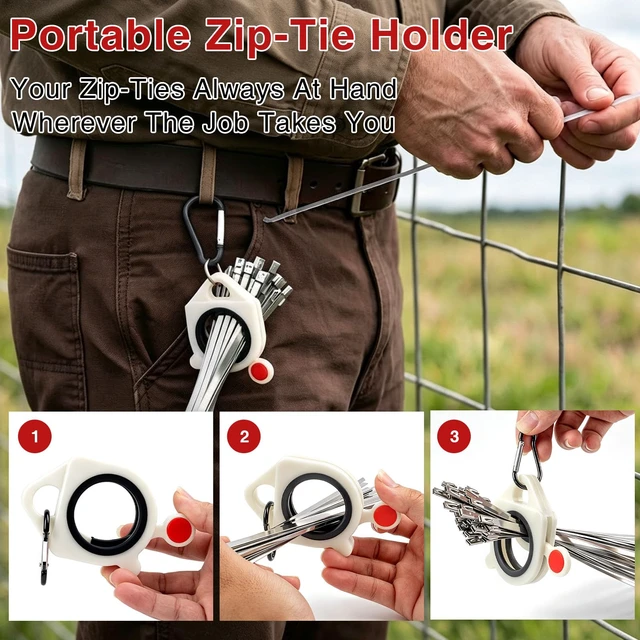 Alt view image 7 of 7 - Stainless Steel Cable Tie Gun Kit 250pcs Metal Zip Ties with Adjustable Tensioning Tool, Heavy Duty Outdoor Fastening Set for Fencing, Exhaust Wrap, Gardening, Automotive