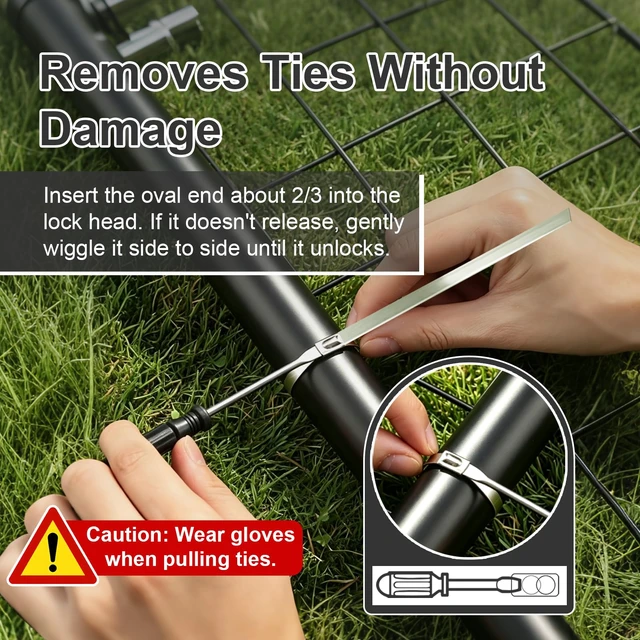 Alt view image 5 of 7 - 500Pcs Metal Zip Ties Gun Kit, 6/8/12/16 Inch Heavy Duty Metal Zip Ties, Multi-Purpose Self-Locking Cable Tie Tool Set, Adjustable Fastening Cutting Tie Tool Sets,For Fence, Chicken Coop, Farm