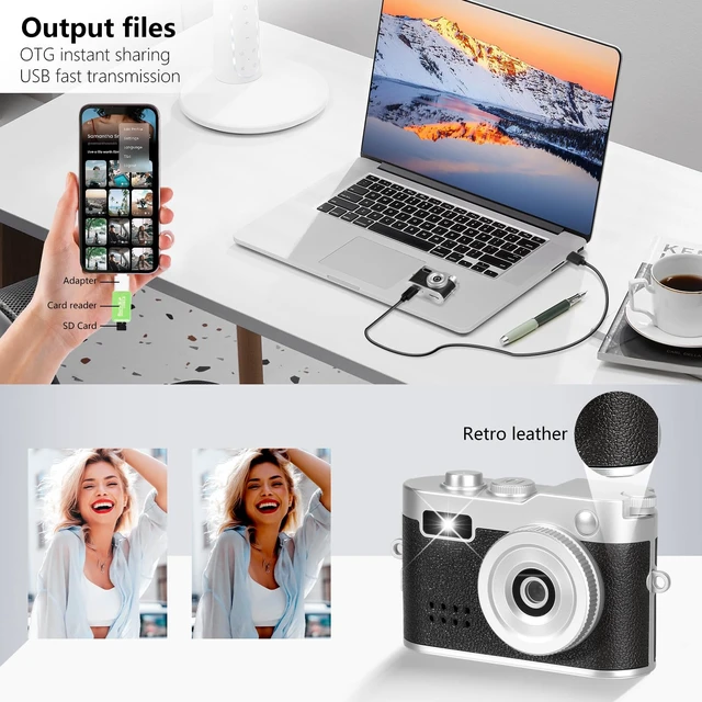 Alt view image 6 of 7 - Mini Keychain Camera, FHD 1080p Mini Digital Camera with 32GB SD Card, 6 Creative Filters, 0.96" HD Display, 100 Mins Battery Life for Decorate Travel Recording Gifts (Black-Retro)