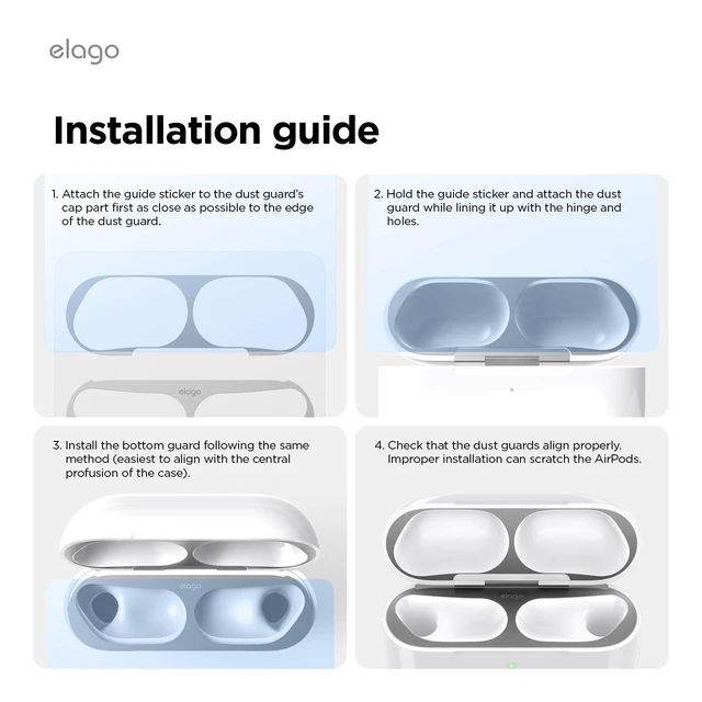 Alt view image 7 of 7 - Dust Guard for AirPods Pro 3 Anti-Dust Film Sticker, Protects from Iron/Metal Residue (2 Sets) (Silver) (Must Watch Installation Guide)