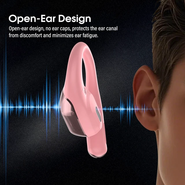 Alt view image 4 of 7 - Open Ear Headphones Bluetooth 6.0 Immersive Stereo, 2026 Wireless Sports Earbuds with Wide Area Tap, 45Hrs Lightweight Comfort Ear Buds with ENC Mic, IPX7 Waterproof Earphones for Gym/Running Rose