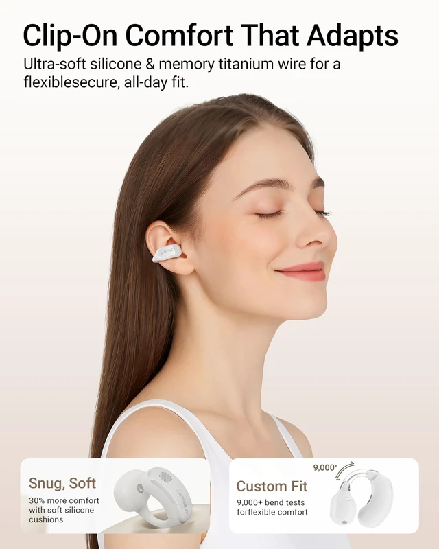 Alt view image 3 of 7 - AceClip Pro Open-Ear Earbuds, Wireless Clip-On Earbuds with 3× Larger Drivers, Outdoor Boost Mode, AI Noise Cancelling Calls, 28H Playtime, IP55 Waterproof, App & Click Control, Lightweight