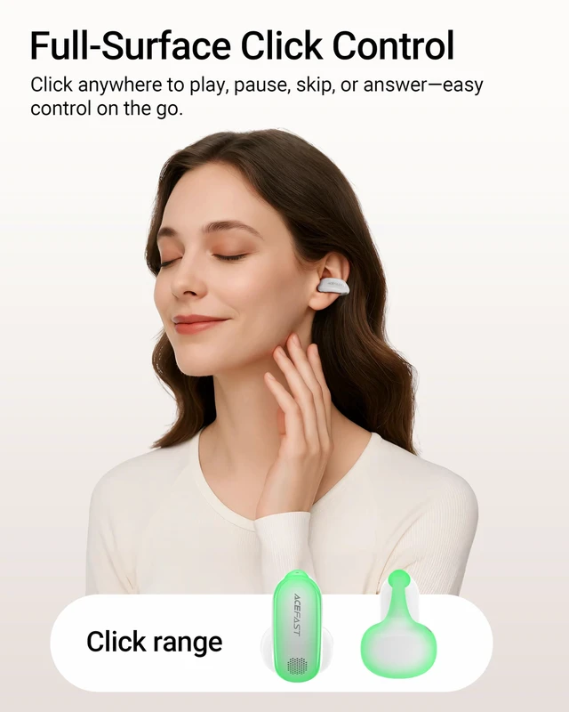 Alt view image 6 of 7 - AceClip Pro Open-Ear Earbuds, Wireless Clip-On Earbuds with 3× Larger Drivers, Outdoor Boost Mode, AI Noise Cancelling Calls, 28H Playtime, IP55 Waterproof, App & Click Control, Lightweight