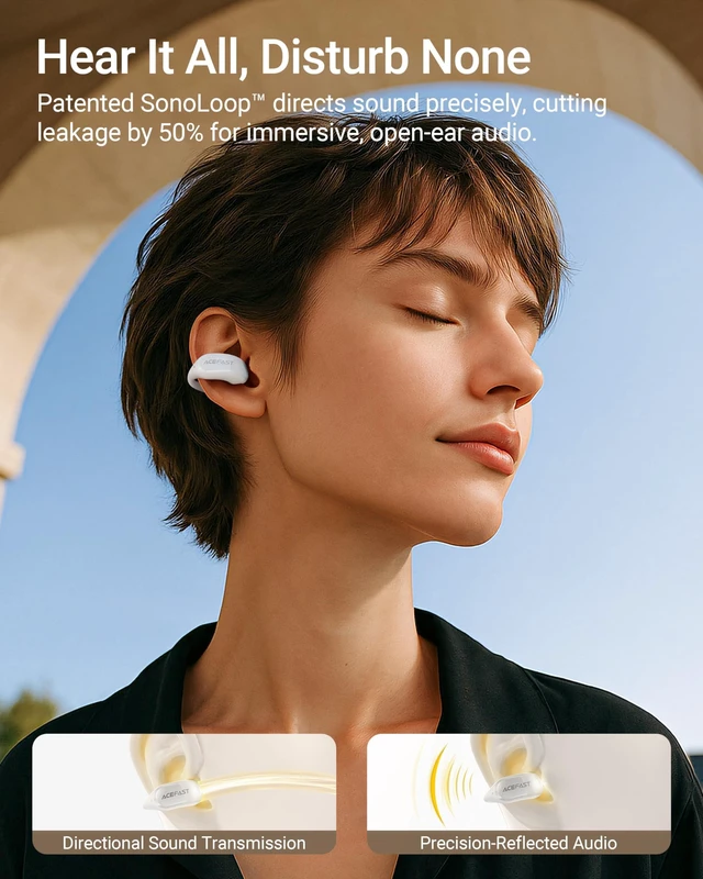 Alt view image 7 of 7 - AceClip Pro Open-Ear Earbuds, Wireless Clip-On Earbuds with 3× Larger Drivers, Outdoor Boost Mode, AI Noise Cancelling Calls, 28H Playtime, IP55 Waterproof, App & Click Control, Lightweight
