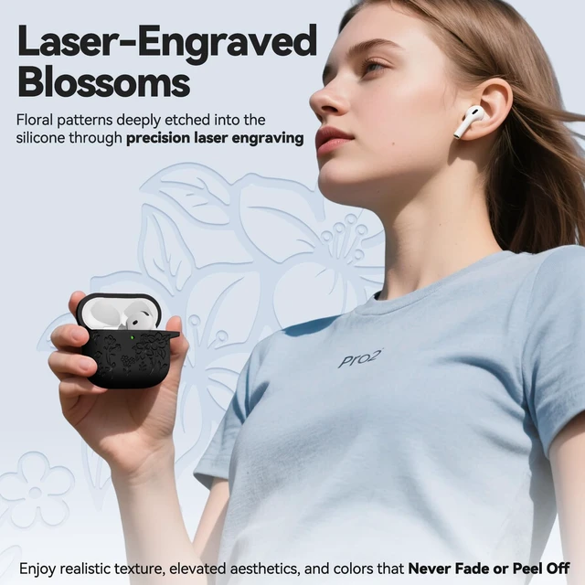 Alt view image 5 of 7 - for AirPods 4 Case, Soft Silicone Airpod 4 Case Cover QUTE with Keychain & Cleaning Kit Compatible with AirPods 4th Generation 2024 for Women Girly, Anti-Scratch