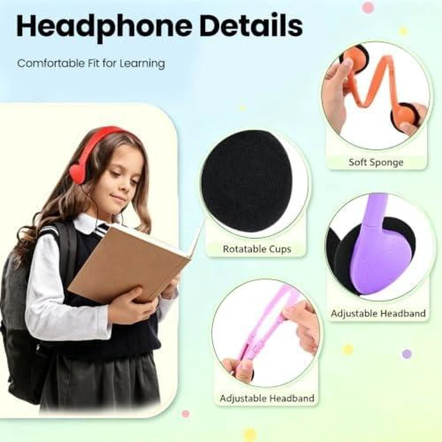 Alt view image 4 of 7 - 8 Pack Bulk Kids Headphones Wired for School Classroom Student Testing Group 3.5mm Jack 4FT Anti-Tangle Cord Comfort Lightweight Multi-Colors