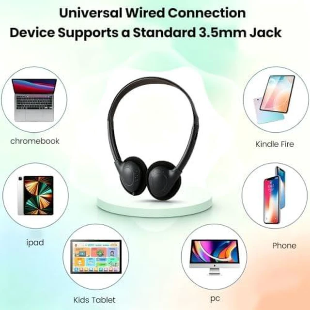 Alt view image 6 of 7 - 8 Pack Bulk Kids Headphones Wired for School Classroom Student Testing Group 3.5mm Jack 4FT Anti-Tangle Cord Comfort Lightweight Multi-Colors