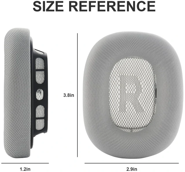 Alt view image 5 of 7 - Replacement Ear Cushions for AirPods Max Headphones AirPod Max Ear Cushions Ear Pads Covers Comfort Protein Leather Noise Isolation Memory Foam Earpads (Silver)