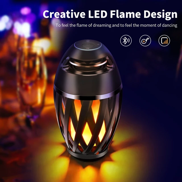 Alt view image 2 of 6 - Flame Light Speaker, Led Flame Speakers Torch Atmosphere Bluetooth Speakers & Outdoor Portable Stereo Speaker with HD Audio and Enhanced Bass Flickers Warm Lamp for iPhone/iPad/Android