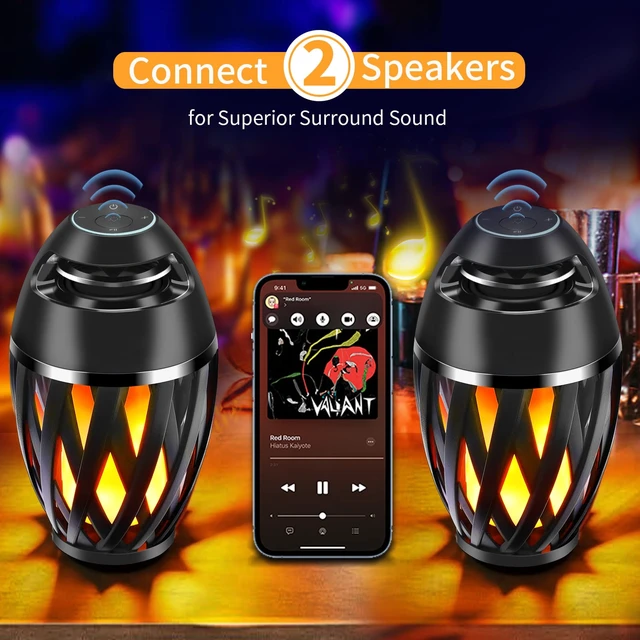 Alt view image 3 of 6 - Flame Light Speaker, Led Flame Speakers Torch Atmosphere Bluetooth Speakers & Outdoor Portable Stereo Speaker with HD Audio and Enhanced Bass Flickers Warm Lamp for iPhone/iPad/Android