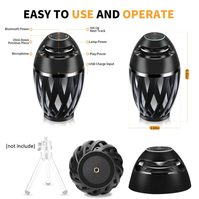 Alt view image 5 of 6 - Flame Light Speaker, Led Flame Speakers Torch Atmosphere Bluetooth Speakers & Outdoor Portable Stereo Speaker with HD Audio and Enhanced Bass Flickers Warm Lamp for iPhone/iPad/Android