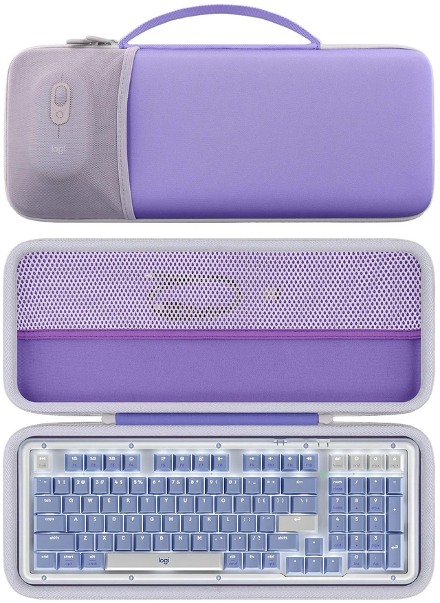 Main image of for Logitech Alto Keys K98M Keyboard Carry Case, Purple Travel Protective Storage Case with Mesh Pocket for POP Mouse and Accessories, Travel Storage, Carrying Handle