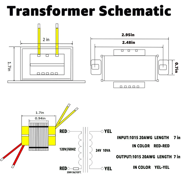 Alt view image 6 of 7 - 24V/10W AC/AC Power Transformer, Input 120V/60HZ Single-Phase Transformer, Applicable to Stage Lighting, Audio Equipment, Small Power Supply K-030, Rv Emergency Lighting, etc(2Pcs)
