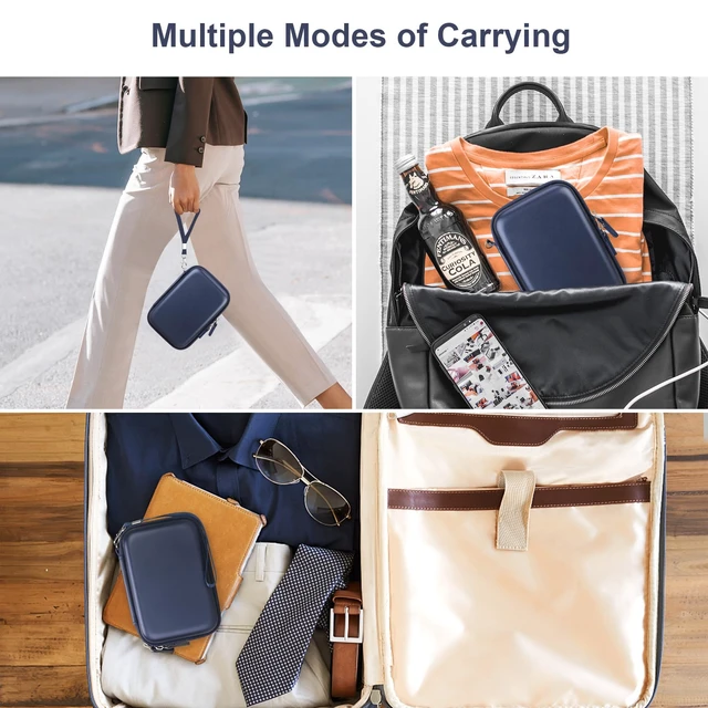 Alt view image 3 of 7 - Case for Fujifilm Instax Mini Link 3/2/1/ Instax Mini Link+ Printer Mesh Pocket fit Instant Film and Cable, Dark Denim (Case Only)