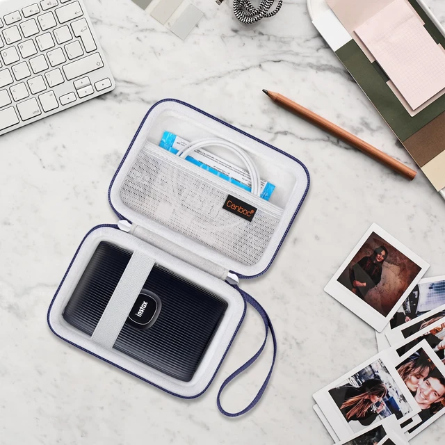 Alt view image 7 of 7 - Case for Fujifilm Instax Mini Link 3/2/1/ Instax Mini Link+ Printer Mesh Pocket fit Instant Film and Cable, Dark Denim (Case Only)
