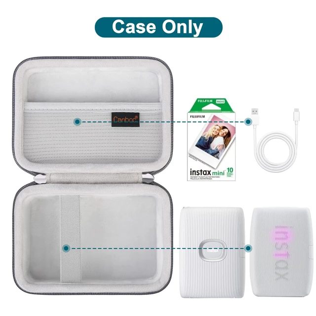 Alt view image 2 of 7 - Case for Fujifilm Instax Mini Link 3/2/1/ Instax Mini Link+ Printer Mesh Pocket fit Instant Film and Cable, Ash White (Case Only)