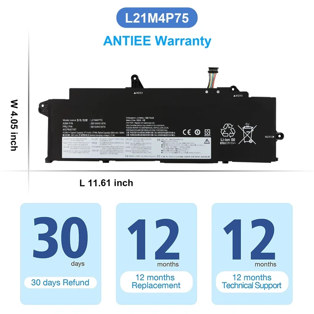 Alt view image 7 of 7 - L21M4P75 L21B4P71 L21L4P73 L21D4P74 Laptop Battery Replacement for Lenovo ThinkPad T14s Gen 3/ ThinkPad T14s Gen 4 Series SB10W51978 SB10W51977 5B10W51874 5B10W51875 5B10W51876 57Wh 15.36V 3711mAh