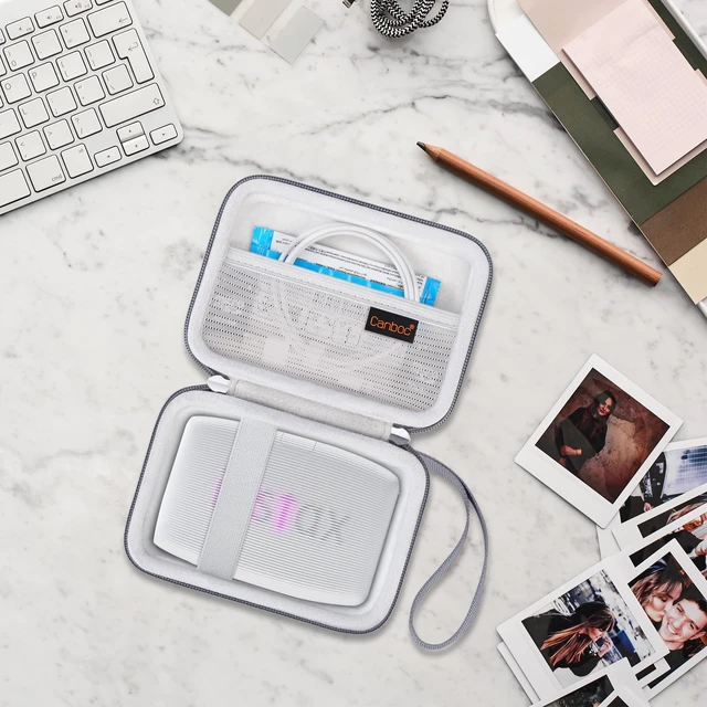 Alt view image 7 of 7 - Case for Fujifilm Instax Mini Link 3/2/1/ Instax Mini Link+ Printer Mesh Pocket fit Instant Film and Cable, Ash White (Case Only)