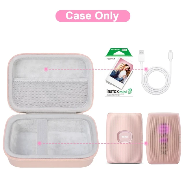 Alt view image 3 of 7 - Case for Fujifilm Instax Mini Link 3/2/1/ Instax Mini Link+ Printer Mesh Pocket fit Instant Film and Cable, Pink (Case Only)