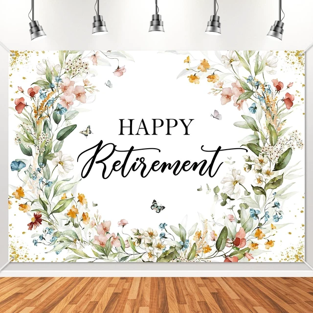 Main image of Happy Retirement Banner Wildflower Themed Happy Retirement Party Decorations Backdrop Floral We Will Miss You Going Away Retire Party Decor (7x5ft)